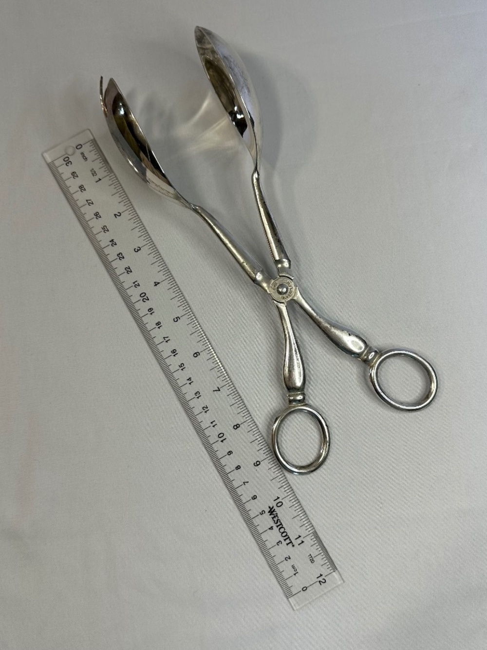 Vintage 10" EP ZINC ITALY SILVER-PLATED Scissor Salad Tongs